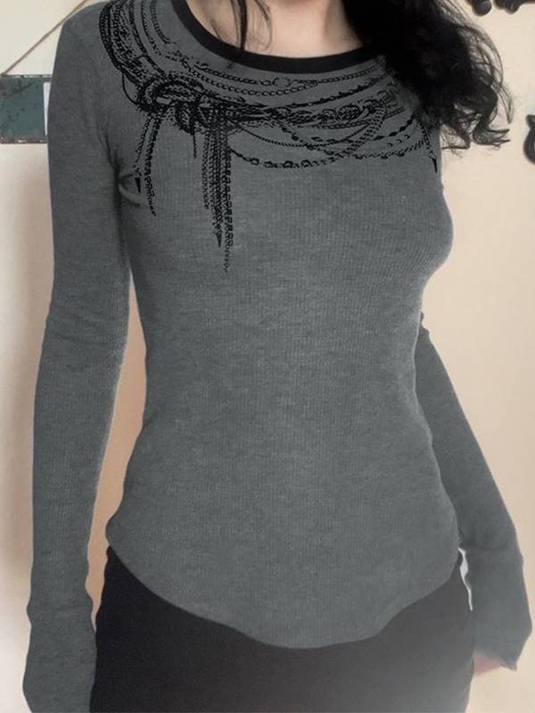 Langärmliges T-Shirt mit Ketten-Print-2