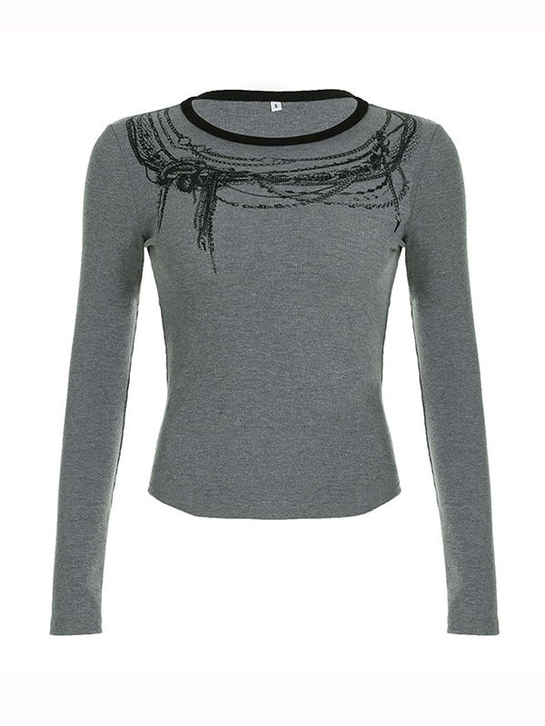 Langärmliges T-Shirt mit Ketten-Print-3