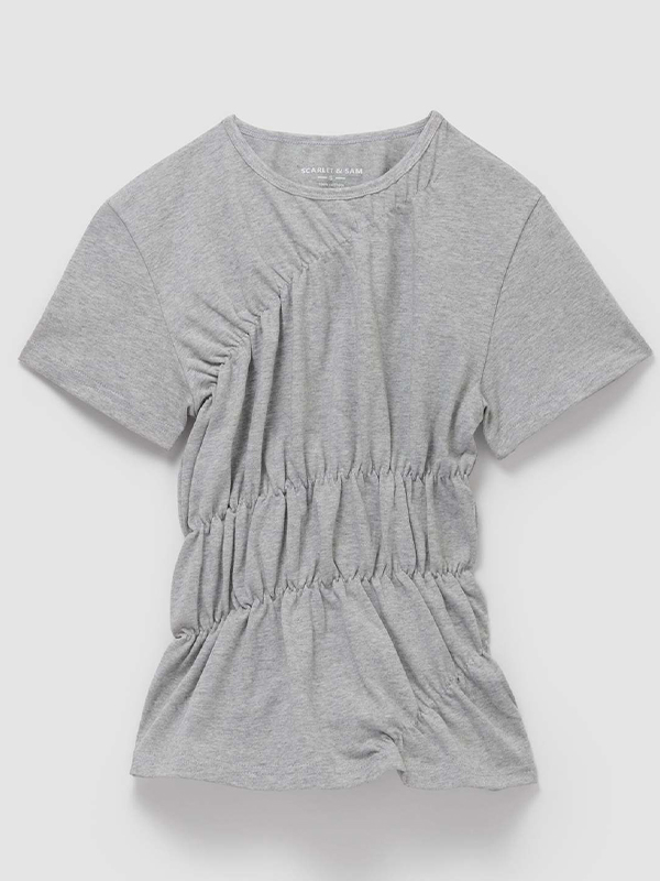 Gerafftes Kurzarm-T-Shirt-3