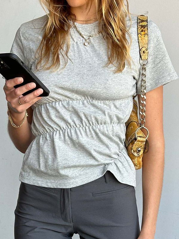 Gerafftes Kurzarm-T-Shirt-2