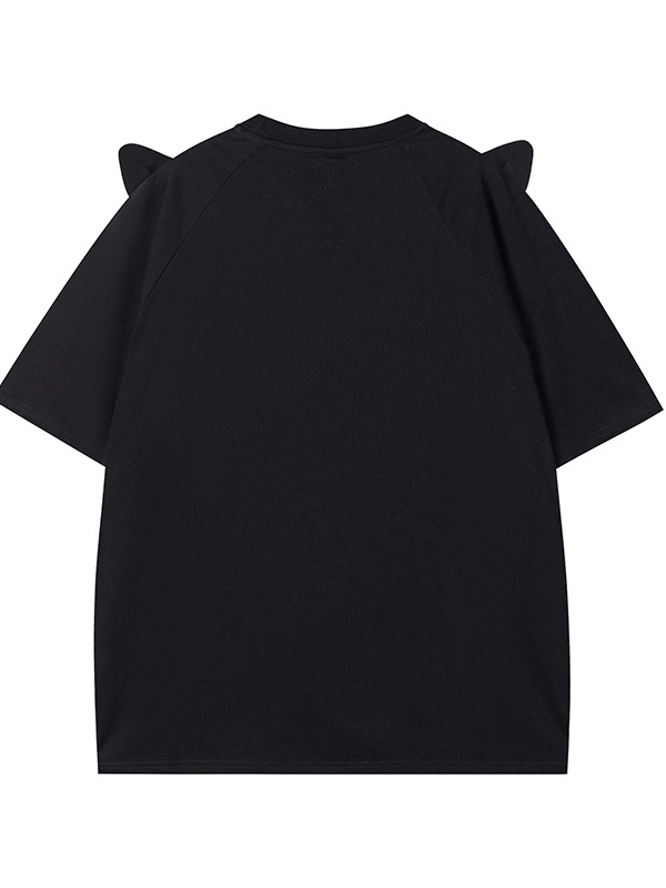 Übergroßes kurzärmliges T-Shirt mit Katzen-Print-1