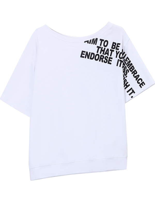 Übergroßes T-Shirt mit kurzen Ärmeln und One-Shoulder-T-Shirt-2