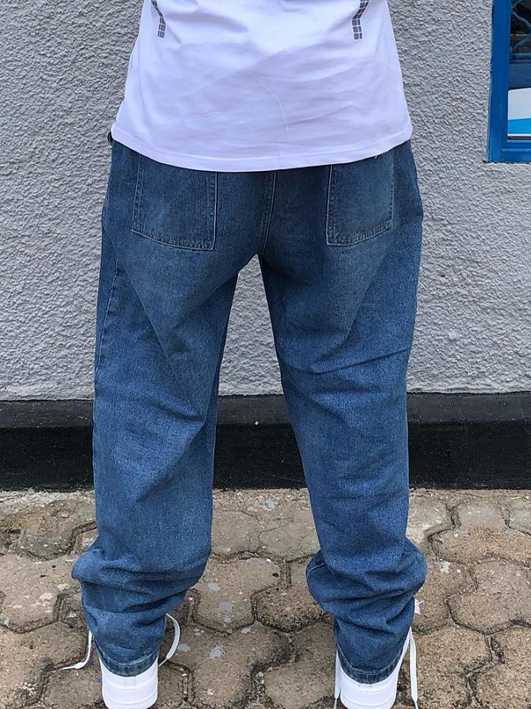 Lockere Jeans für Herren mit Totenkopf-Print-4