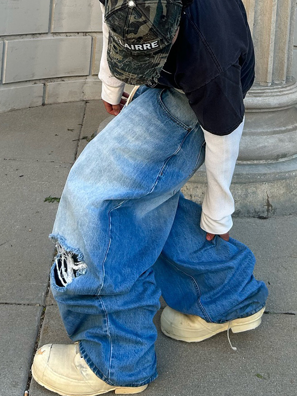 Zerrissene, lockere Jeans für Herren-1