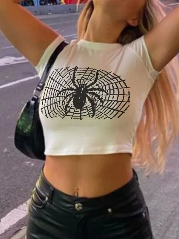 Kurzärmliges T-Shirt mit Spinnen-Print-1
