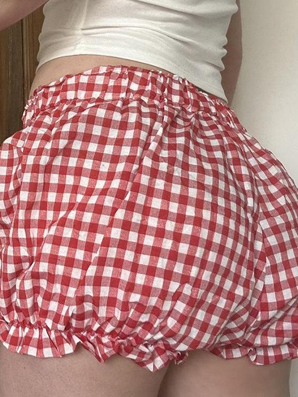 Shorts mit Fliege und Karo-Print-1