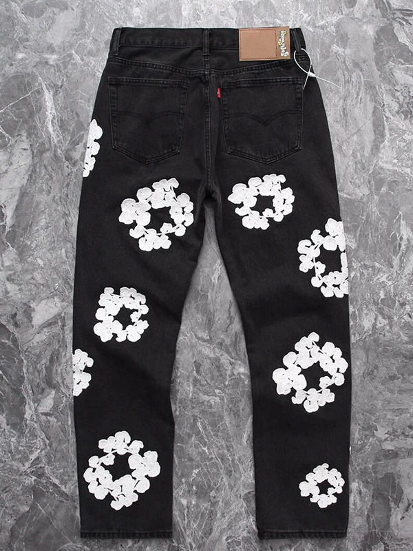 Lockere Jeans für Herren mit Kapok-Print-1