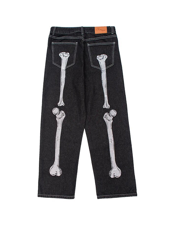 Lockere Jeans für Herren mit Totenkopf-Print-3