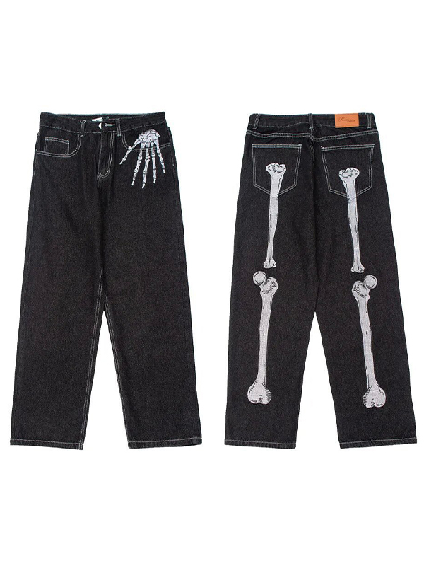 Lockere Jeans für Herren mit Totenkopf-Print-5