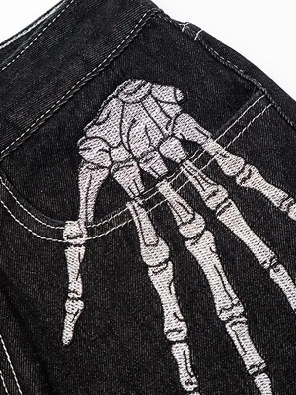 Lockere Jeans für Herren mit Totenkopf-Print-6