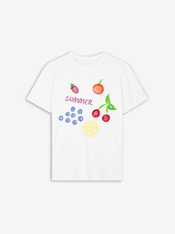 Bedrucktes, übergroßes, kurzärmliges T-Shirt-1