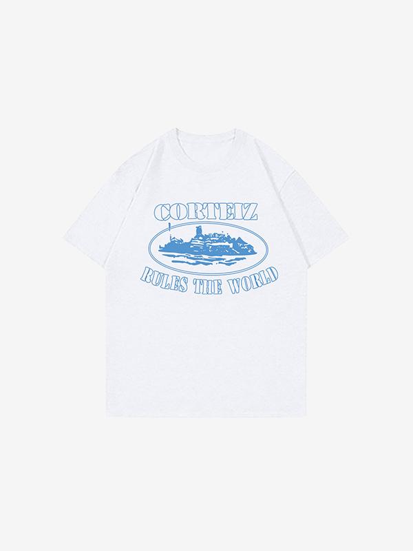 Oversize-T-Shirt mit Buchstaben-Print und kurzen Ärmeln-1