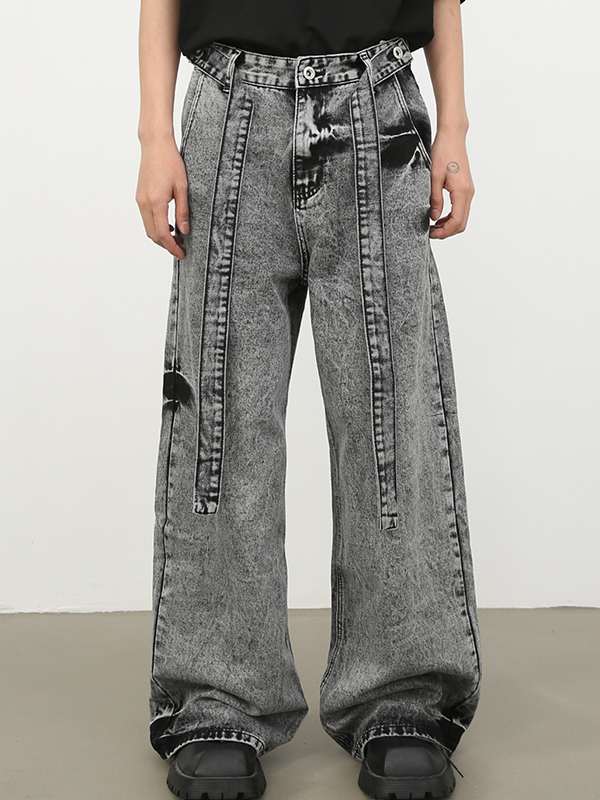 Herren Jeans mit verwaschener Waschung und lockerer Passform-1