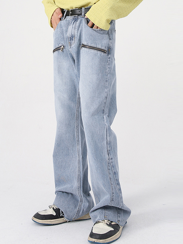 Herrenjeans mit verwaschenem und gealtertem Micro-Reißverschluss-1