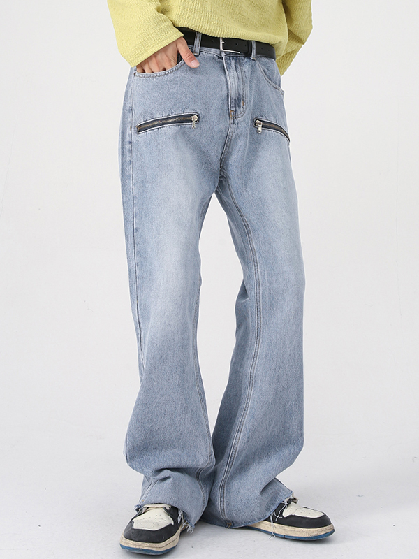 Herrenjeans mit verwaschenem und gealtertem Micro-Reißverschluss-3