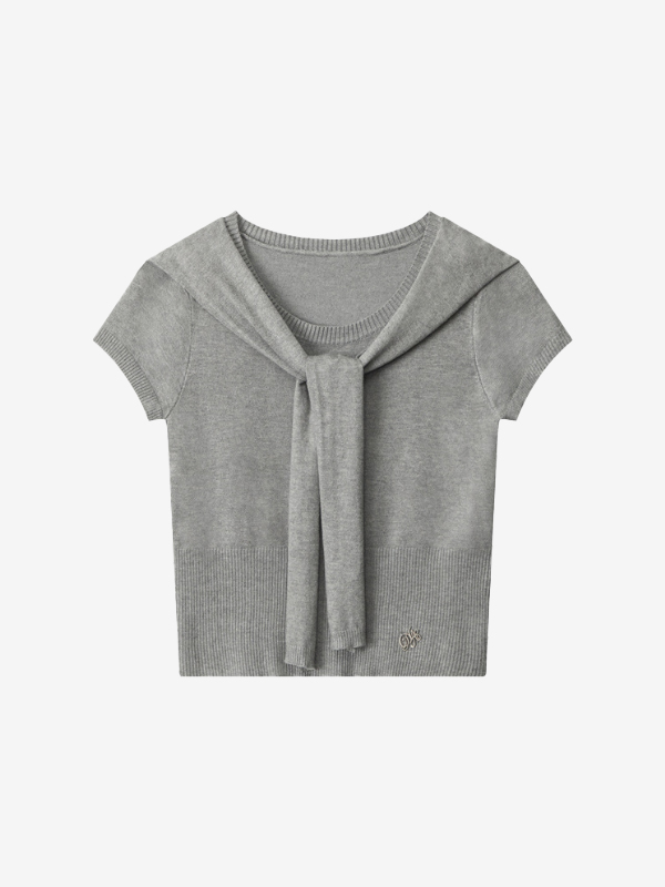 Shawl False Two Piece Short Sleeve Knit-2
