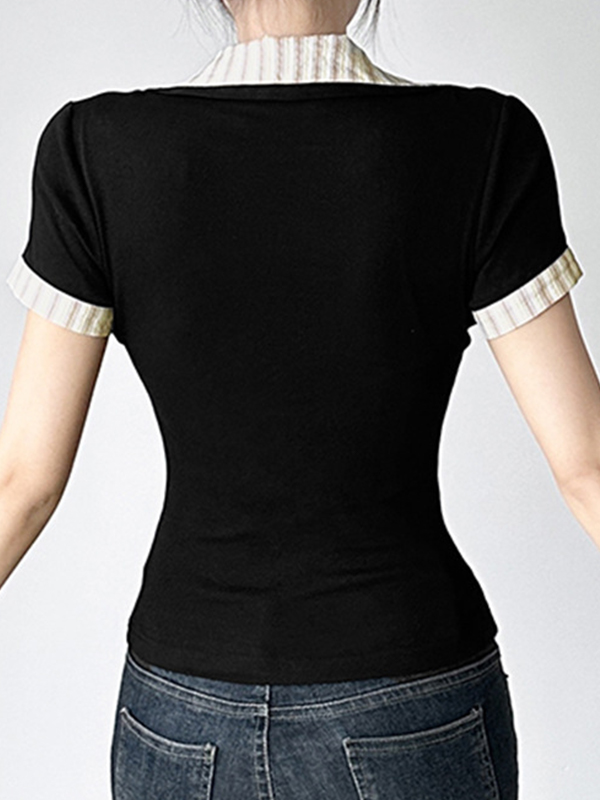 Fake Two Stripe Kurzarm-T-Shirt-2