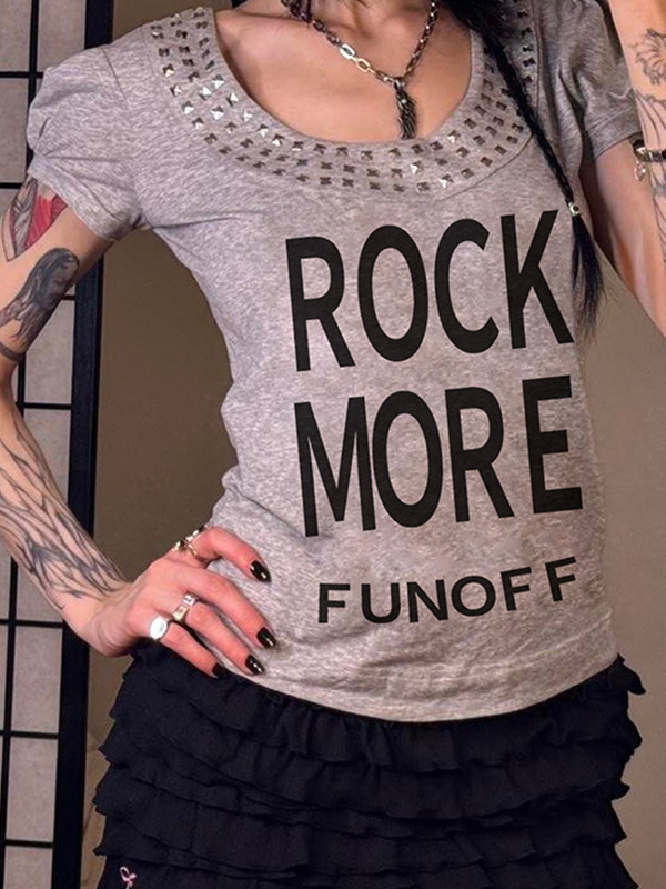 Kurzarm-T-Shirt mit Buchstaben-Print-2