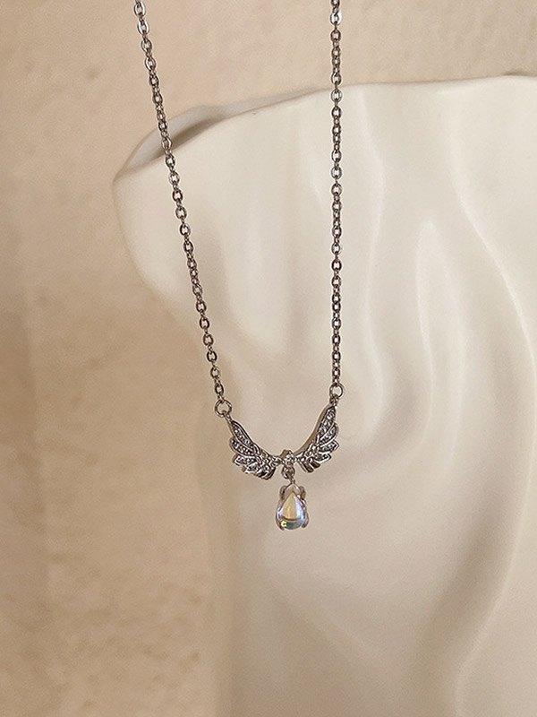 Strass-Fee-Flügel-Charme-Halskette-5