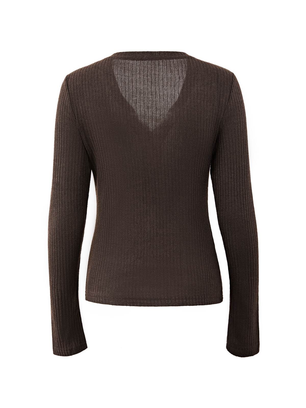 Langärmliges Stricktop mit Spitzeneinsatz und Knöpfen-4