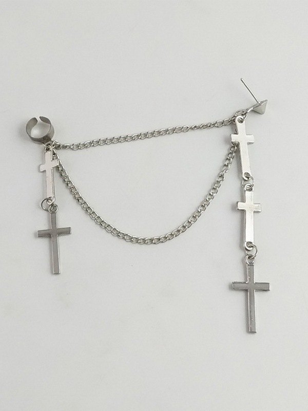 Kettenverzierter Kreuz-Tropfenohrring-2