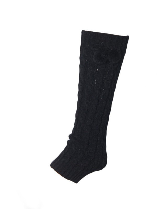 Beinwärmer mit Pompom-Dekor und Zopfmuster-1