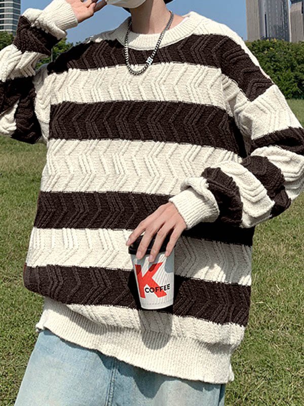 Strukturierter gestreifter Pullover für Herren-3