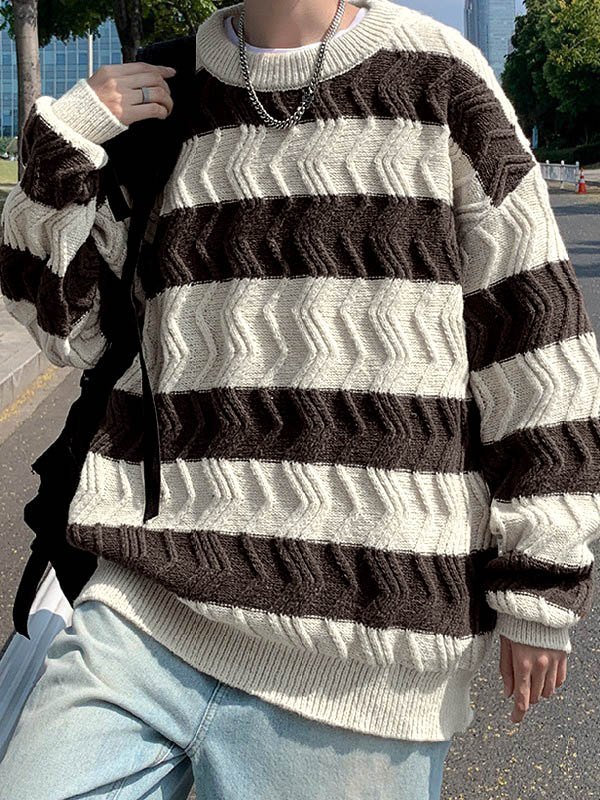 Strukturierter gestreifter Pullover für Herren-1
