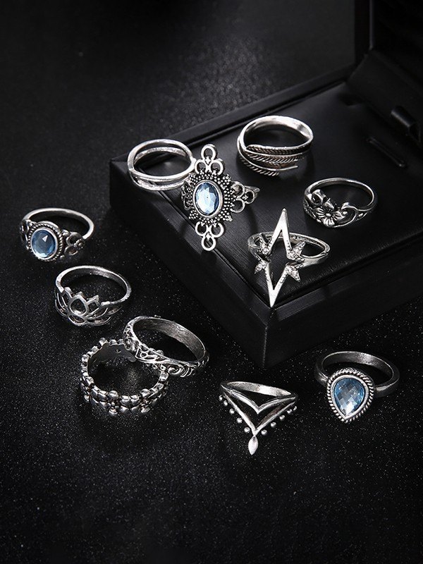 11-teiliges Vintage-Ring-Set mit gemischtem Muster-1