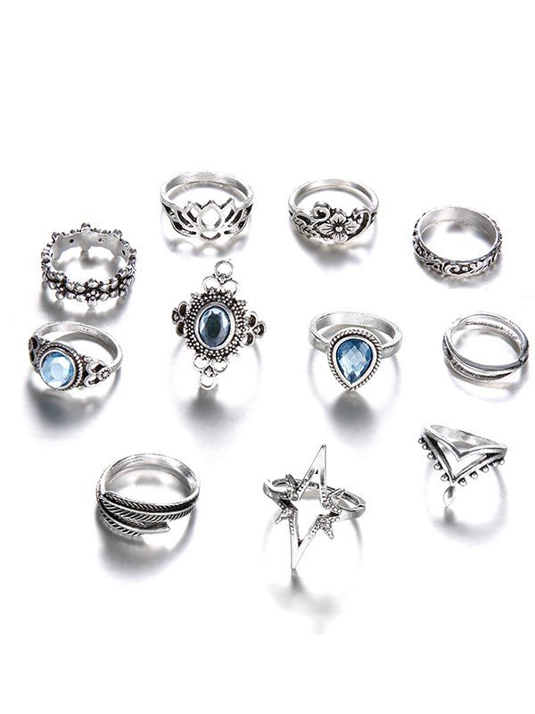 11-teiliges Vintage-Ring-Set mit gemischtem Muster-3