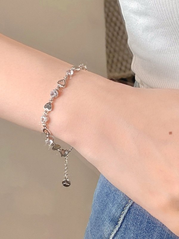 Strass-Herz-Charme-Armband-2