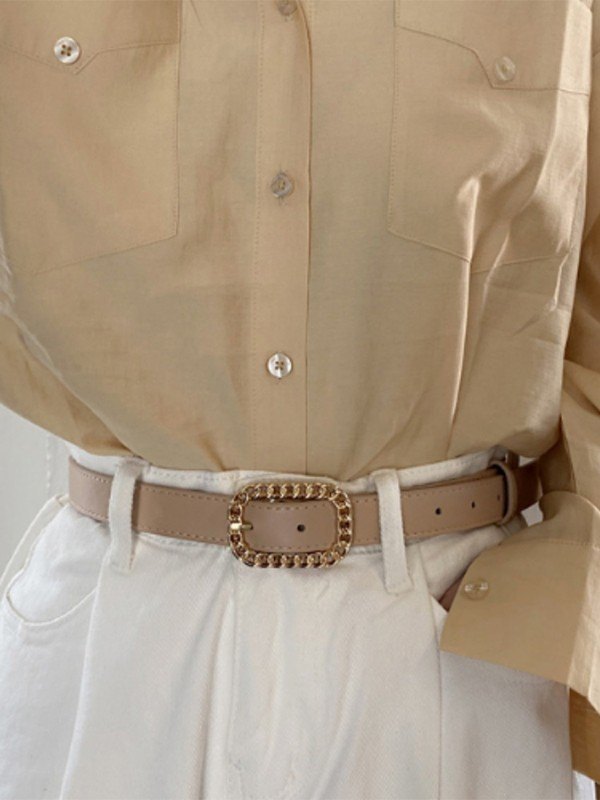 Vintage Kette Schnalle Pu-Leder-Gürtel-1