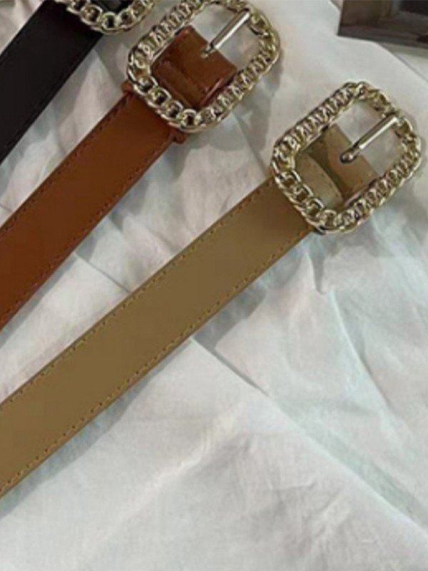 Vintage Kette Schnalle Pu-Leder-Gürtel-2