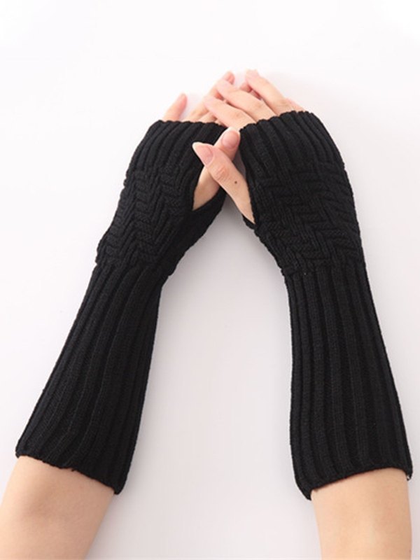 Armstulpen aus Jacquard-Rippstrick ohne Finger-0