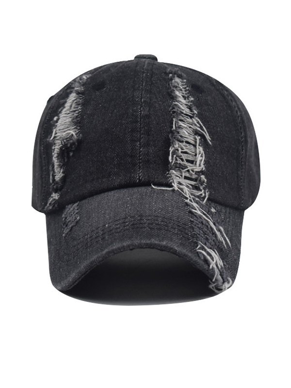 Vintage Wash Distressed Denim Baseball Cap-1