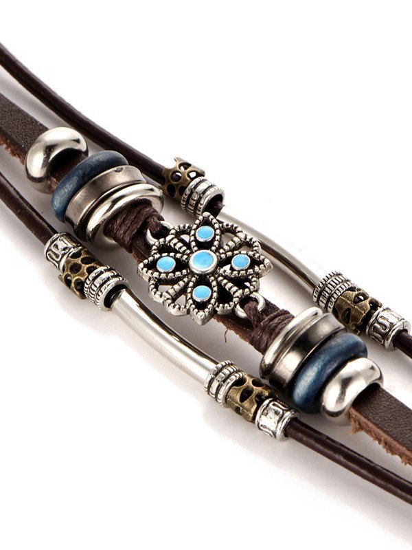 Boho mehrschichtiges Pu-Leder-Armband-3