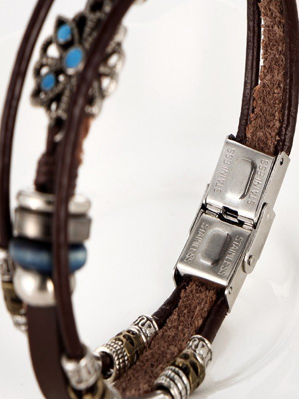 Boho mehrschichtiges Pu-Leder-Armband-2
