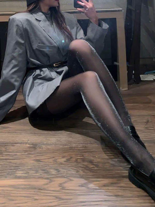 Schwarze metallisch durchsichtige Strumpfhose-4