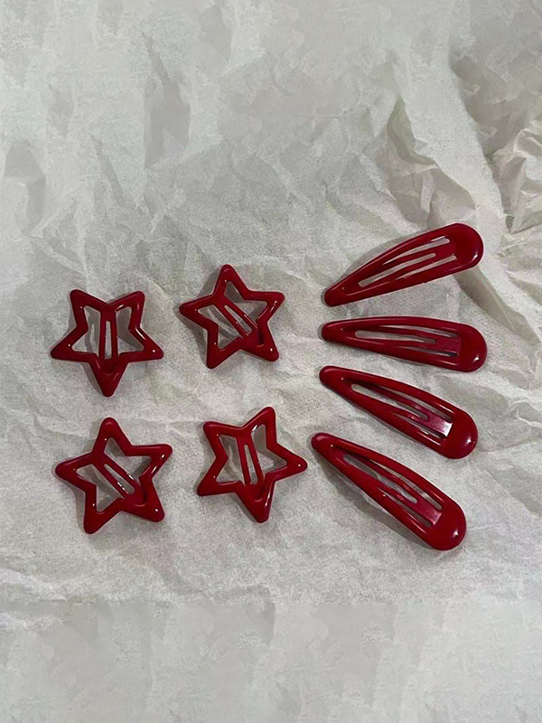 1pc Rotes Sternmuster Haarspange-1