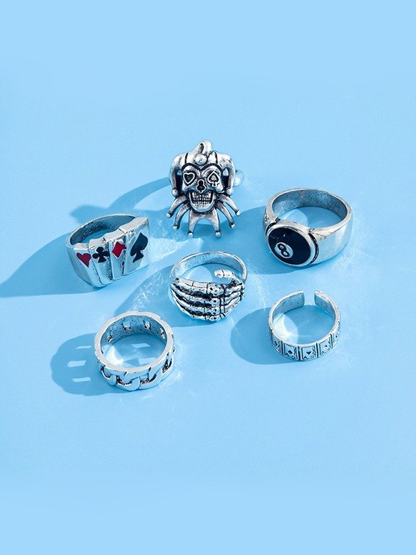 Herren 6er Silber Punk Ring-3