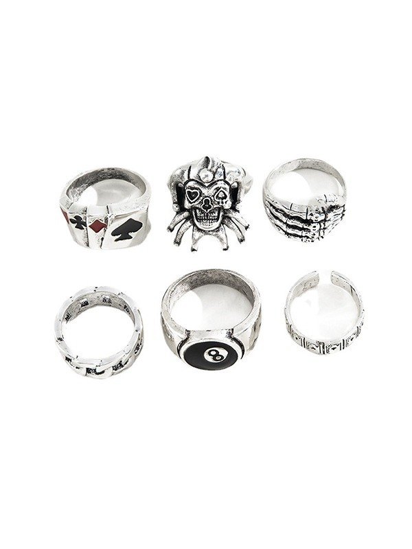 Herren 6er Silber Punk Ring-4