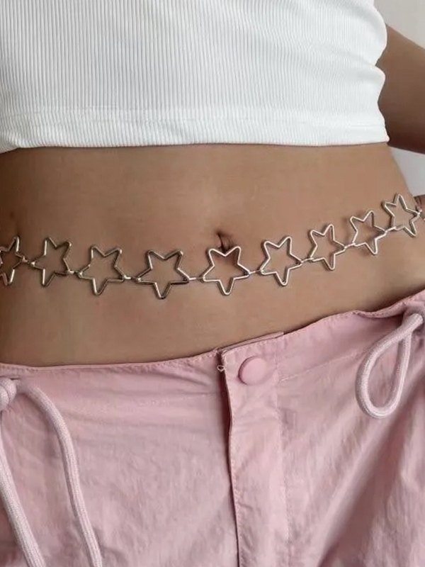 Silber aushöhlen Stern Bauchkette-1