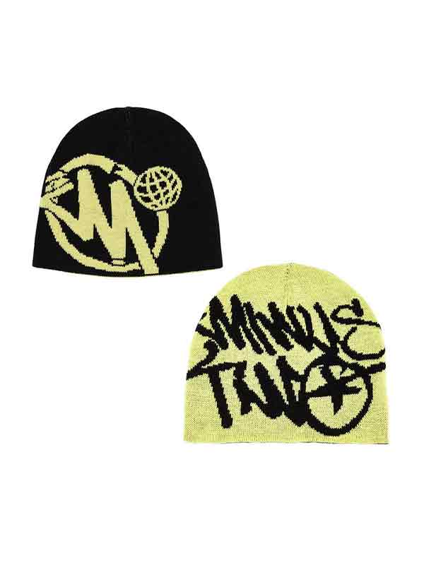 Beanie-Mütze mit Kontrastfarbdruck-1