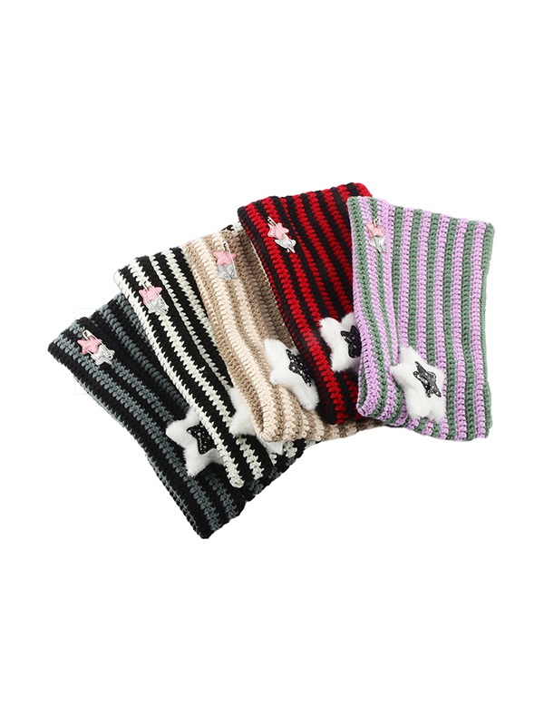 Beanie-Mütze mit Katzenmotiv und Sternendekor-1