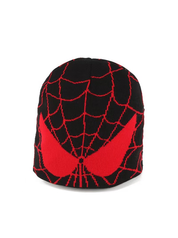Weiche Beanie-Mütze mit Spinnennetz-Aufdruck-1