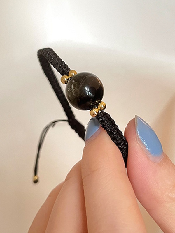 Geflochtenes Obsidian-Spleißarmband im Paar-Stil-3