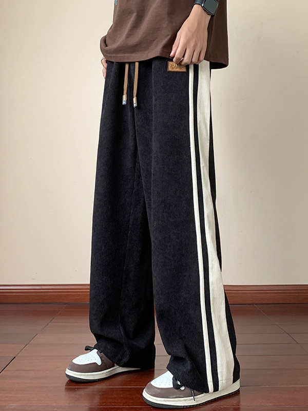 Lose gestreifte Retro-Hose mit geradem Bein für Herren-1