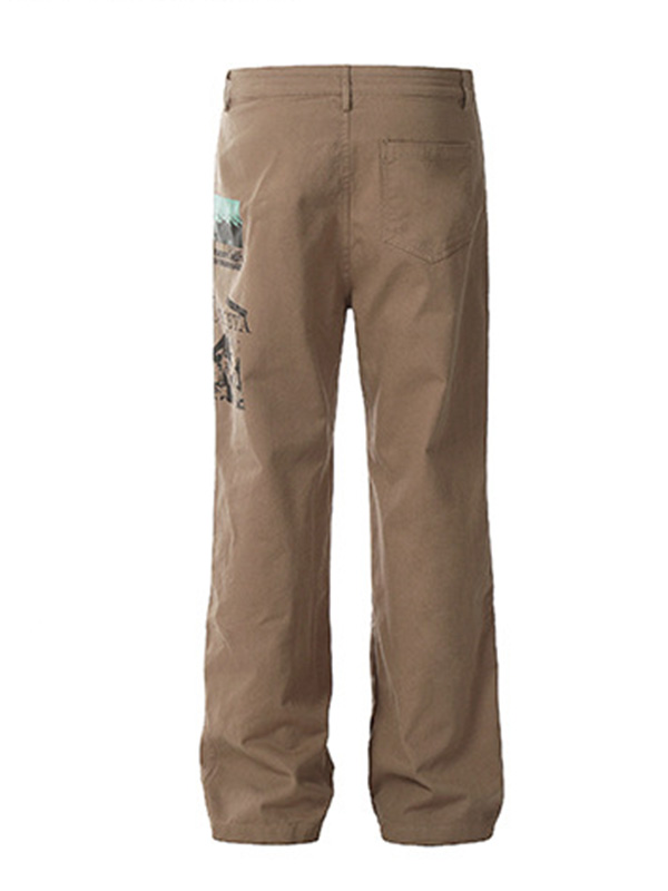 Lässige Hose mit geradem Bein und Retro-Muster für Herren-5