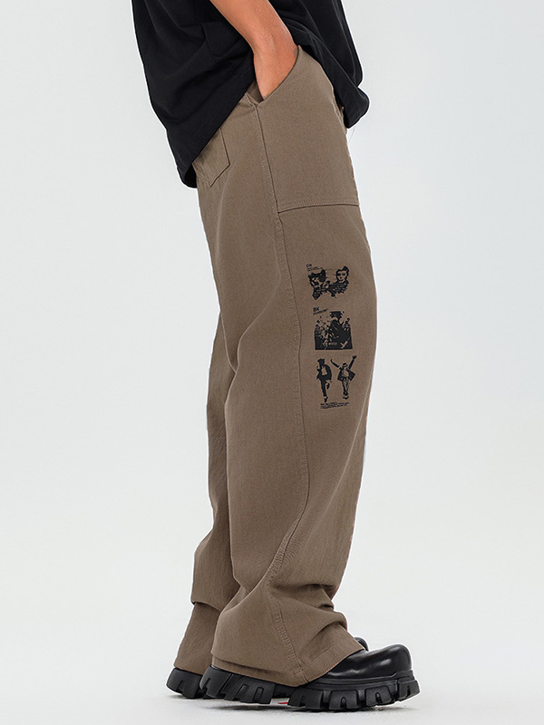 Lässige Hose mit geradem Bein und Retro-Muster für Herren-2
