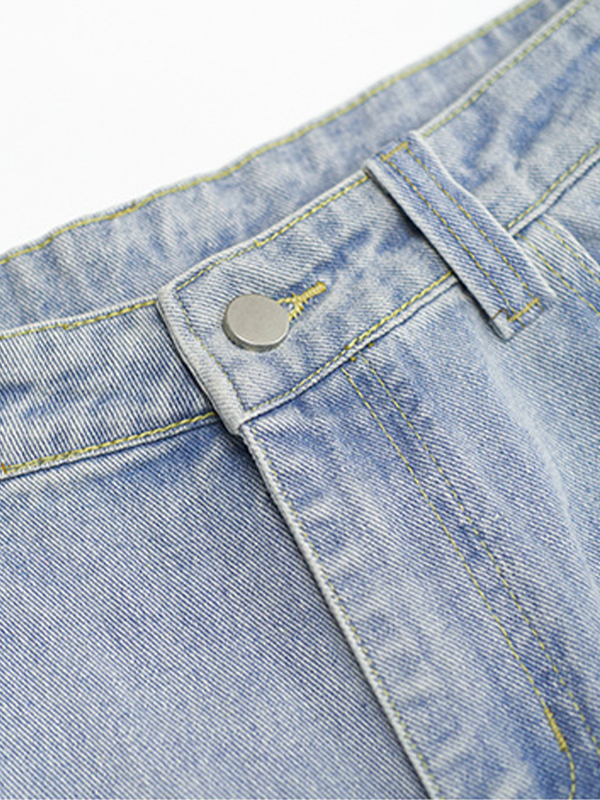 Lockere Shorts aus gewaschenem Denim mit großen Taschen für Herren-2